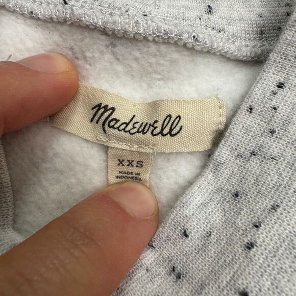 Madewell MWL BetterTerry Speckled V-Notch Pullover Sweatshirt Womens XXS Gray - Picture 5 of 12